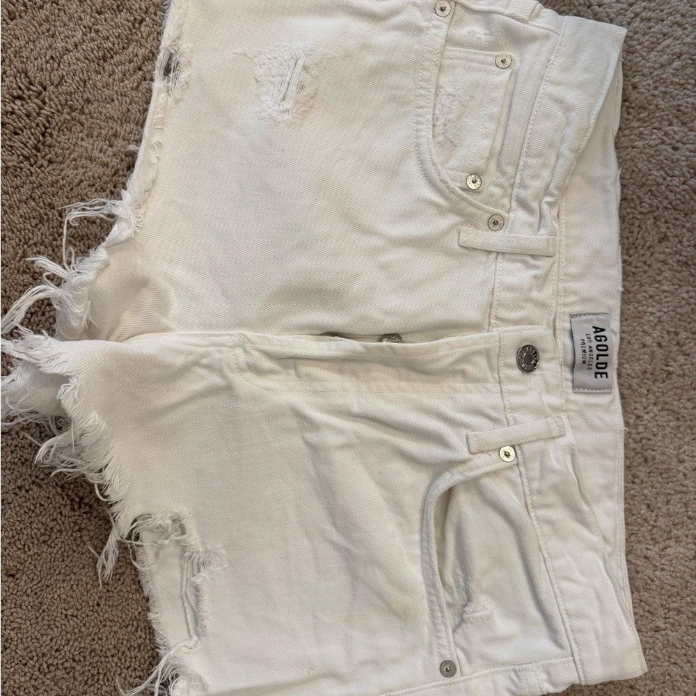 Agolde Premium White Denim Shorts